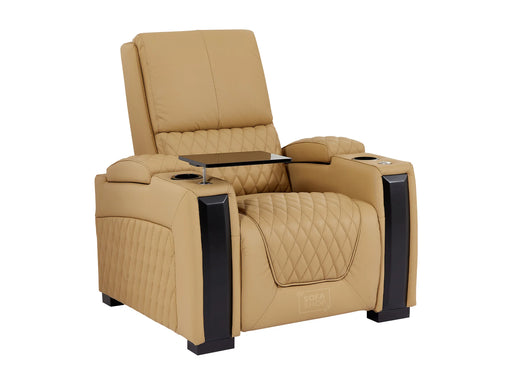 Electric Recliner Cinema Chair | Power Seat in Tan Real Leather with LED, Chilling Cup Holders & USB Charging Ports | Assisi | The Sofa Shop