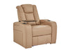 Leather Recliner Chair Electric with USB Charging, Cup Holders, Storage, LED Lights & Massage | Camel Leather Aire | Capri | The Sofa Shop