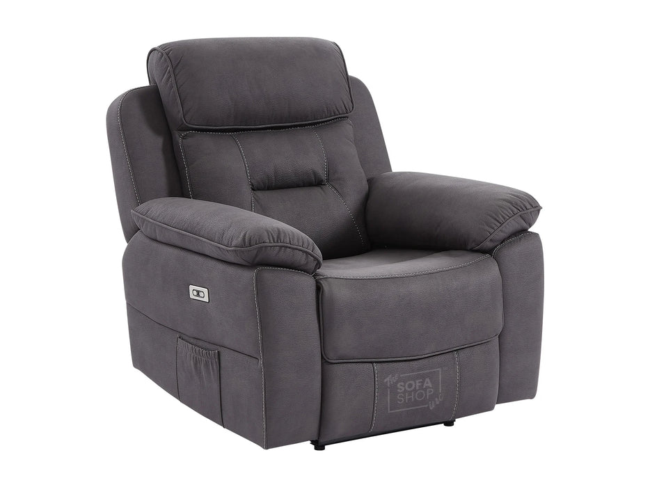 1 Seat Electric Recliner Chair Home Cinema Sofa | Fabric Chair In Black + Padded Armrests + USB + Power Headrest | Florence | The Sofa Shop