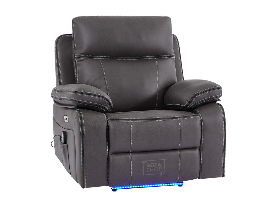 Electric Recliner Chair & Cinema Seat In Grey Resilience Fabric With Power Headrest - Vinsonova