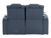 Electric Recliner Cinema Sofa Set 3 2 1 in Blue Real Leather with Cup Holders, Storage Boxes, and USB Ports - Capri