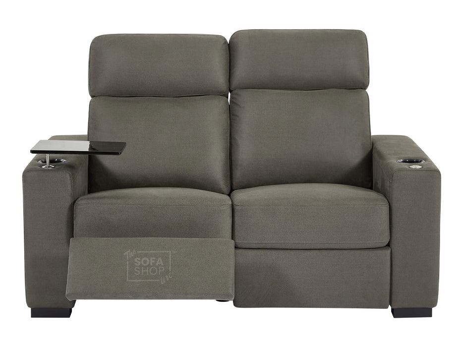 3+2+1 Electric Reclining Sofa Set | Cinema Sofa Package in Grey Fabric with LED, USB Port, Socket Set & Cup Holders | Palmero | The Sofa Shop