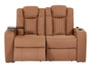 2 Seater Power Recliner Sofa with USB Charging, Cup Holders, Storage, LED Lights & Massage | Tan Leather Aire | Capri | The Sofa Shop