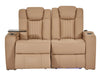 3+2 Leather Recliner Sofa with USB Charging, Cup Holders, Storage, LED Lights & Massage | Beige Leather | Capri | The Sofa Shop