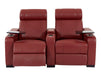 2 Seat Electric Recliner Home Cinema Theatre Sofa | Real Leather Couch in Red + Chilled Cupholders + Console + Power + USB + LED Lights | Rimini | The Sofa Shop