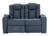 2+1 Electric Recliner Cinema Sofa Set in Blue Real Leather with USB Ports, Cup Holders, Storage Boxes & Wireless Charger  - Capri