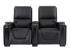 3+2+1 Cinema Sofa Package | 3-Piece Recliner Sofa Suite in Black Real Leather | Power Lumbar, LED Lights, Cup Holders & USB | Assisi | The Sofa Shop