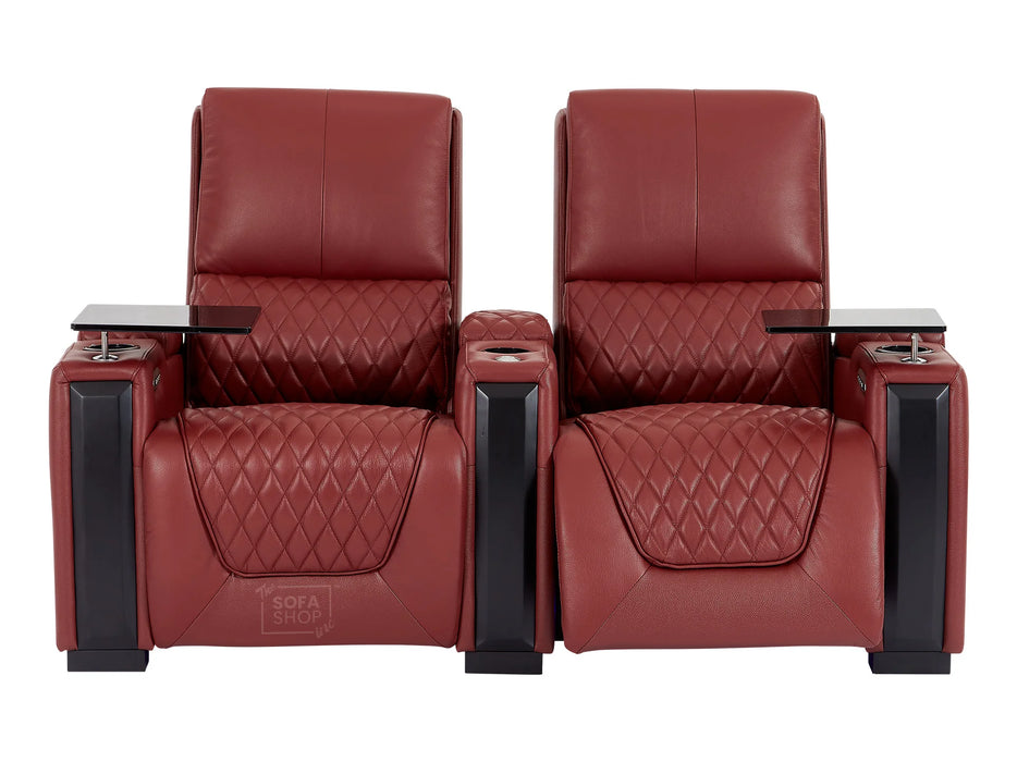 3+2+1 Electric Reclining Sofa Set | 3.Piece Real Leather Home Cinema Suite in Red with Storage, LED & Power Headrests | Assisi | The Sofa Shop