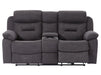 2 Seat Electric Recliner Home Cinema Theatre Sofa | Fabric Couch In Black + Chilled Cupholders + Console + LED Lights + USB | Florence | The Sofa Shop