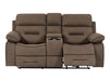 2 Seater Cinema Reclining Sofa in Brown Fabric with Console, Power Headrest, Power Recliner, Socket Set, USB & Wireless Charging | Sicily | Sofa Shop