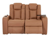 2 Seater Power Recliner Sofa with USB Charging, Cup Holders, Storage, LED Lights & Massage | Tan Leather Aire | Capri | The Sofa Shop