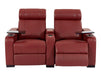 2 Seat Electric Recliner Home Cinema Theatre Sofa | Real Leather Couch in Red + Chilled Cupholders + Console + Power + USB + LED Lights | Rimini | The Sofa Shop