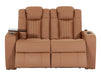 2 Seater Power Recliner Sofa with USB Charging, Cup Holders, Storage, LED Lights & Massage | Tan Leather Aire | Capri | The Sofa Shop