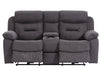 2 Seat Electric Recliner Home Cinema Theatre Sofa | Fabric Couch In Black + Chilled Cupholders + Console + LED Lights + USB | Florence | The Sofa Shop