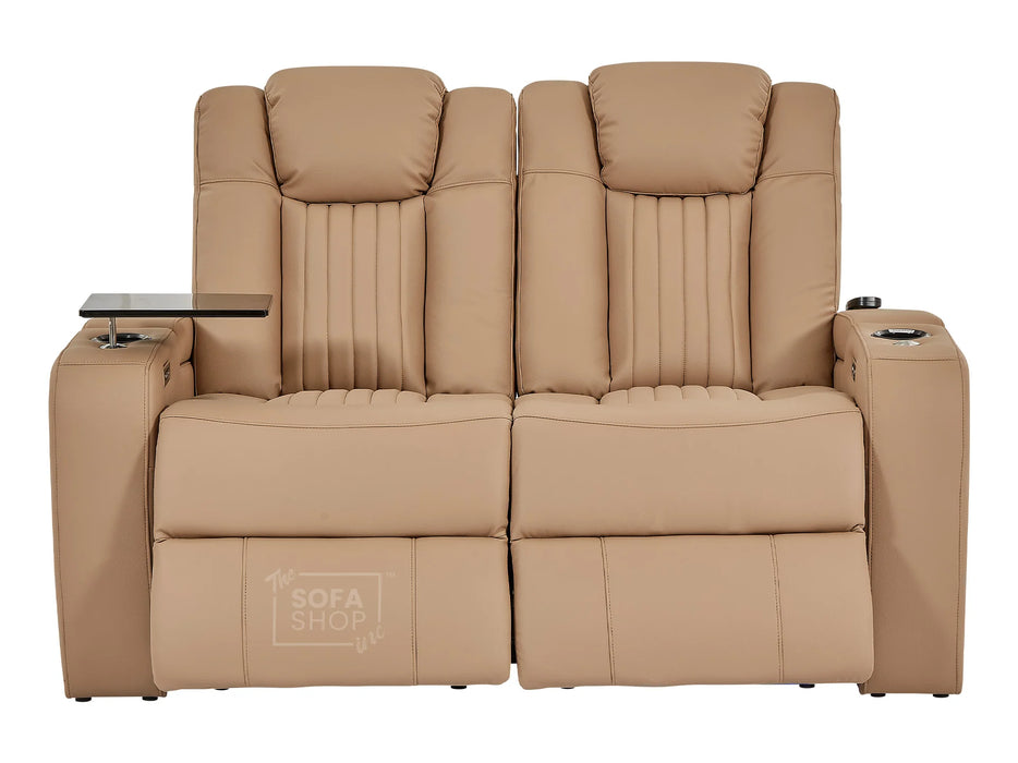 3+2+1 Sofa Set Leather Recliner with USB Charging, Cup Holders, Storage, LED Lights & Massage | Camel Leather Aire | Capri | The Sofa Shop