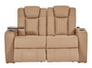 3+2 Leather Recliner Sofa with USB Charging, Cup Holders, Storage, LED Lights & Massage | Beige Leather | Capri | The Sofa Shop