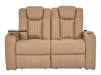 3+2+1 Sofa Set Leather Recliner with USB Charging, Cup Holders, Storage, LED Lights & Massage | Camel Leather Aire | Capri | The Sofa Shop