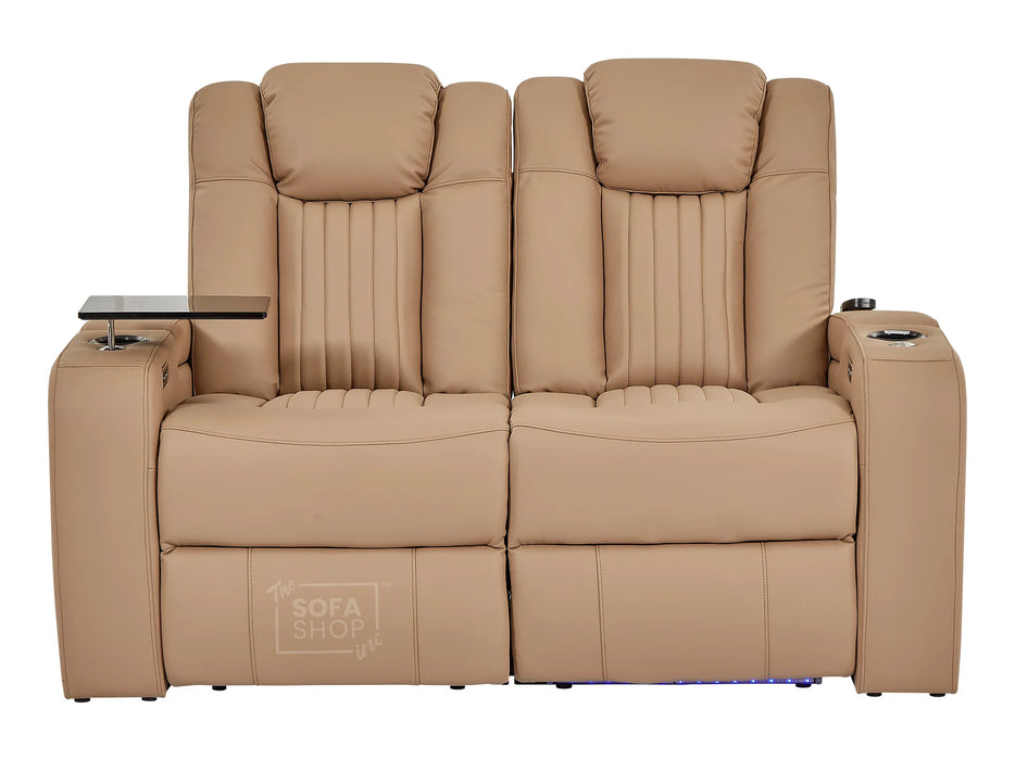 3+2+1 Sofa Set Leather Recliner with USB Charging, Cup Holders, Storage, LED Lights & Massage | Camel Leather Aire | Capri | The Sofa Shop