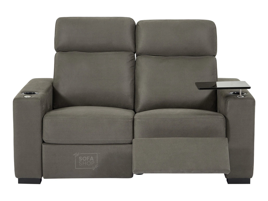 3+2 Sofa Suite. Electric Recliner Two-Piece Sofa Package in Grey Fabric | USBc, Plugs Socket, & Table with Cup Holders | Palmero | The Sofa Shop