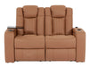 3+2 Smart Recliner Sofa Set | Tan Leather Aire Power Reclining Sofa Suite with Drop-Down Table, Massage, USB & LED | Capri | The Sofa Shop