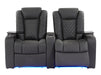 2 Seat Electric Recliner Home Cinema Theatre Sofa | Real Leather Couch in Grey + Chilled Cupholders + Console + Power + Usb + Table |  Milano | The Sofa Shop