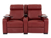 2 Seat Electric Recliner Home Cinema Theatre Sofa | Real Leather Couch in Red + Chilled Cupholders + Console + Power + USB + LED Lights | Rimini | The Sofa Shop