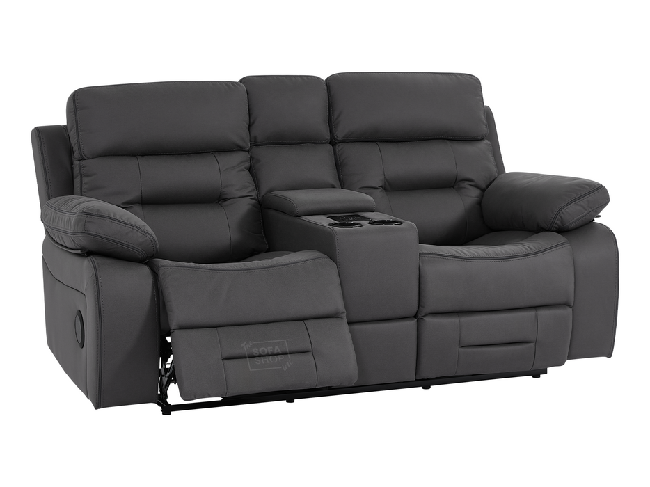 3+2+1 Seater Grey Fabric Sofas with Drop-Down Table, Power Headrest, Power Recliner, Bluetooth, Socket Set, Storage Drawer, USB Port | Sicily | The Sofa Shop