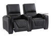 3+2+1 Cinema Sofa Package | 3-Piece Recliner Sofa Suite in Black Real Leather | Power Lumbar, LED Lights, Cup Holders & USB | Assisi | The Sofa Shop