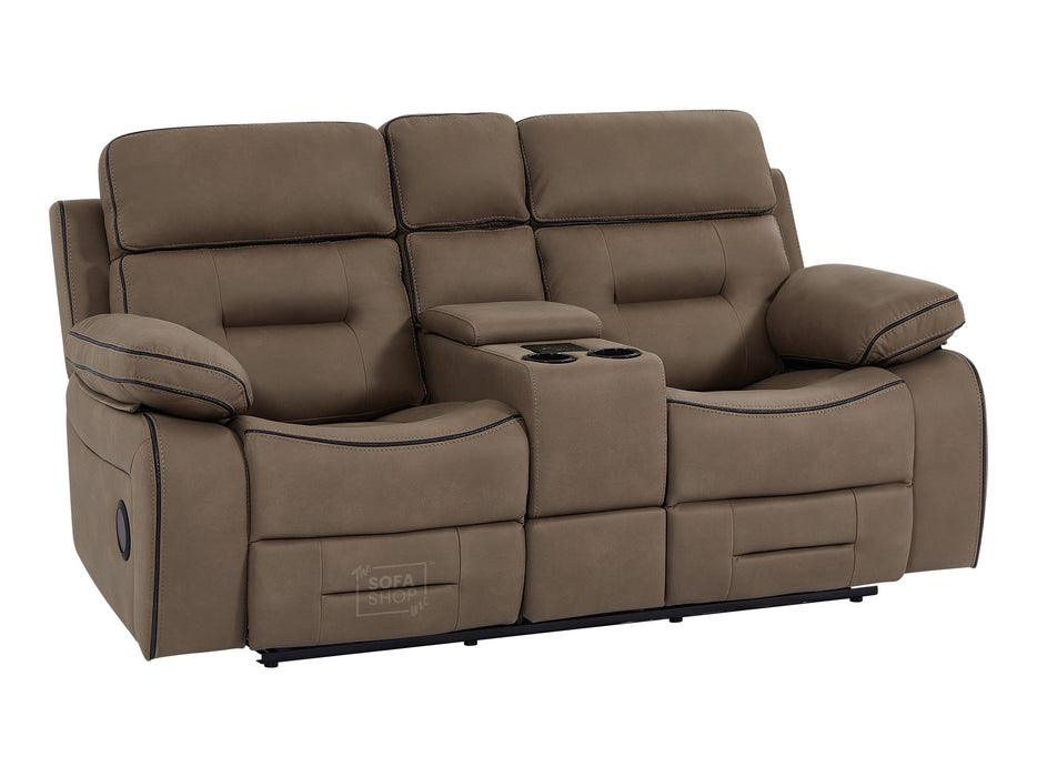 3+2 Seater Fabric Sofas with Drop-Down Table, Cup Holder, LED Reading Light, Power Headrest, Power Recliner, Bluetooth Speaker, Socket Set, Storage Drawer & Wireless Charger | Brown Fabric | Sicily | The Sofa Shop