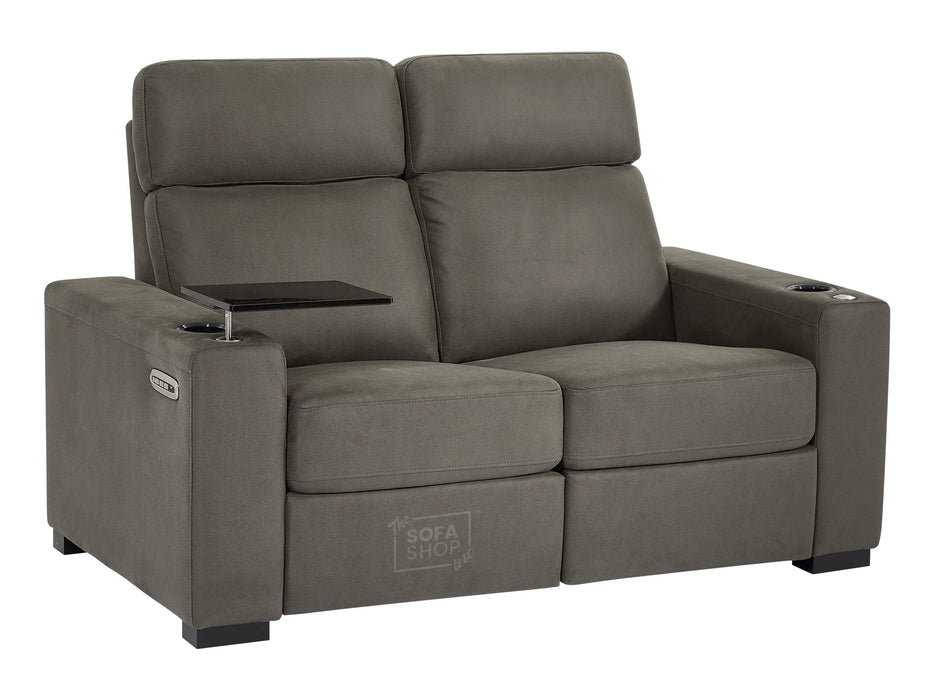 3+2 Sofa Suite. Electric Recliner Two-Piece Sofa Package in Grey Fabric | USBc, Plugs Socket, & Table with Cup Holders | Palmero | The Sofa Shop