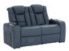 3 2 Electric Recliner Sofa Set with USB Ports, Drink Holders & Storage Boxes - Blue Real Leather 2 Piece Cinema Sofa - Capri