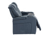 Electric Recliner Cinema Sofa Set 3 2 1 in Blue Real Leather with Cup Holders, Storage Boxes, and USB Ports - Capri