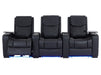 3 Seat Electric Recliner Home Cinema Theatre Sofa | Real Leather Couch In Black + Cupholders + LED + Table + Lumbar Support + Bluetooth Speaker | Torino | The Sofa Shop