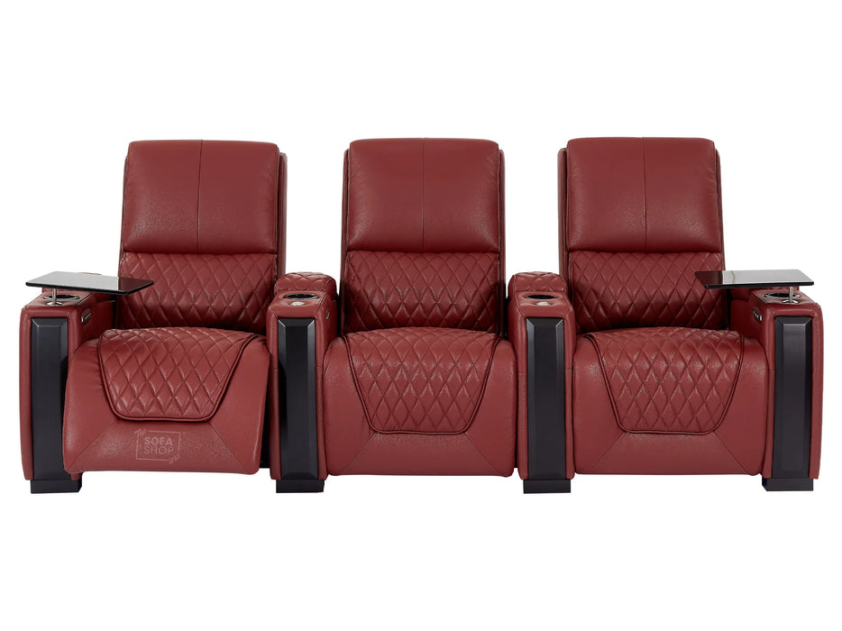 3+2+1 Electric Reclining Sofa Set | 3.Piece Real Leather Home Cinema Suite in Red with Storage, LED & Power Headrests | Assisi | The Sofa Shop