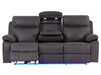 3 Seater Recliner Cinema Sofa In Grey Resilience Fabric With Power Headrests, Drop Down Table & USB Ports - Vinsonova