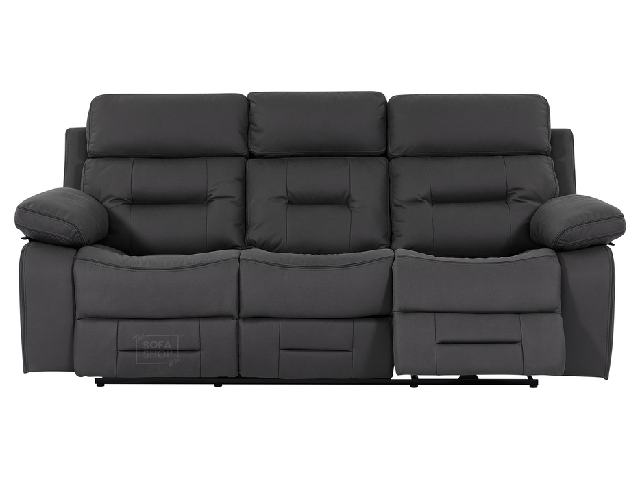 3+2+1 Seater Grey Fabric Sofas with Drop-Down Table, Power Headrest, Power Recliner, Bluetooth, Socket Set, Storage Drawer, USB Port | Sicily | The Sofa Shop