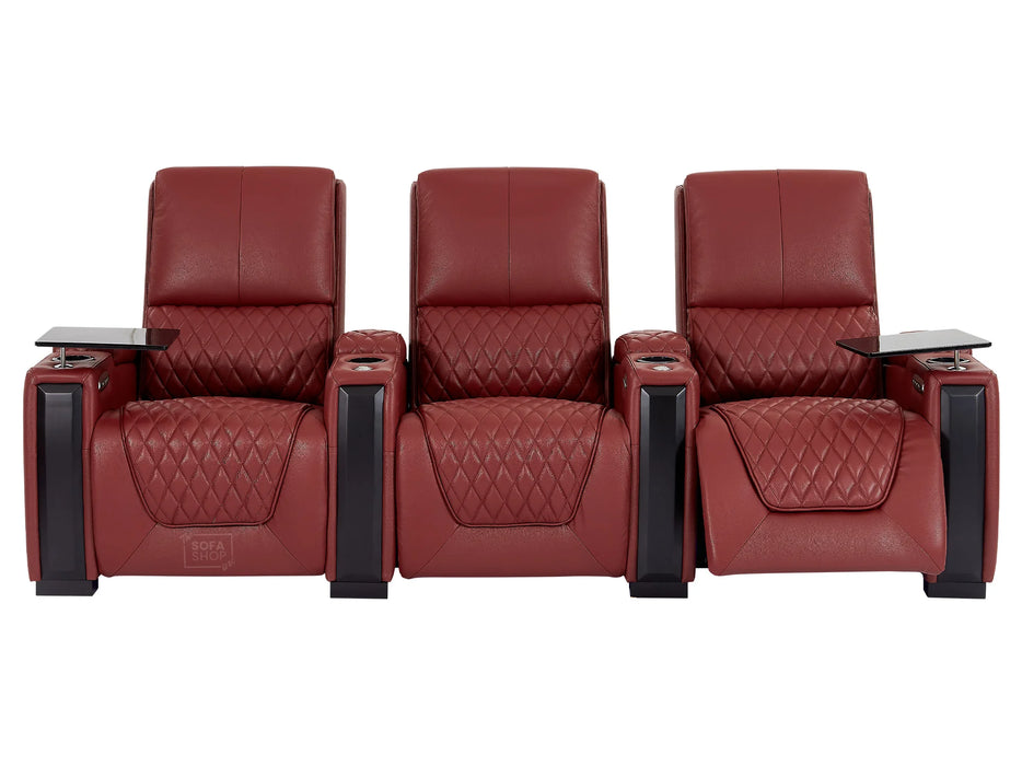 3+2+1 Electric Reclining Sofa Set | 3.Piece Real Leather Home Cinema Suite in Red with Storage, LED & Power Headrests | Assisi | The Sofa Shop