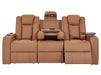 3 Seater Power Recliner Sofa with USB Charging, Cup Holders, Storage, LED Lights & Massage | Tan Leather Aire | Capri | The Sofa Shop