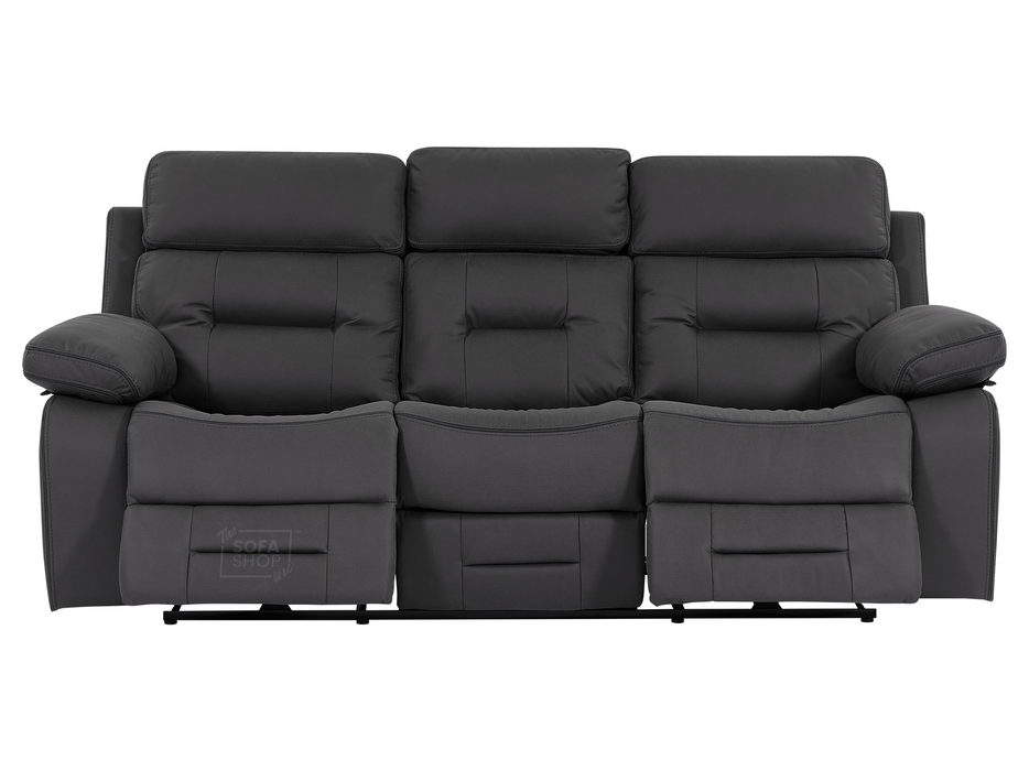 3+2+1 Seater Grey Fabric Sofas with Drop-Down Table, Power Headrest, Power Recliner, Bluetooth, Socket Set, Storage Drawer, USB Port | Sicily | The Sofa Shop