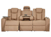 3 Seater Power Recliner Sofa with USB Charging, Cup Holders, Storage, LED Lights & Massage | Camel Leather Aire | Capri | The Sofa Shop