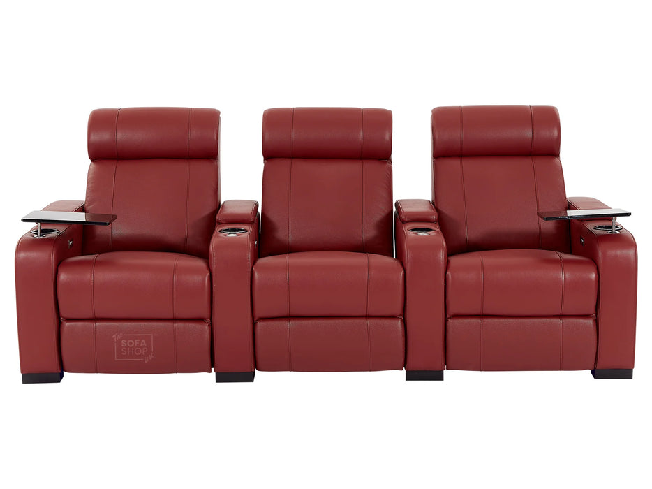 3+2 Electric Recliner Sofa Set | 2 Piece Smart Hi-Tech Sofa Package in Red Real Leather with USB, Cupholders & Storage | Rimini | Sofa Shop