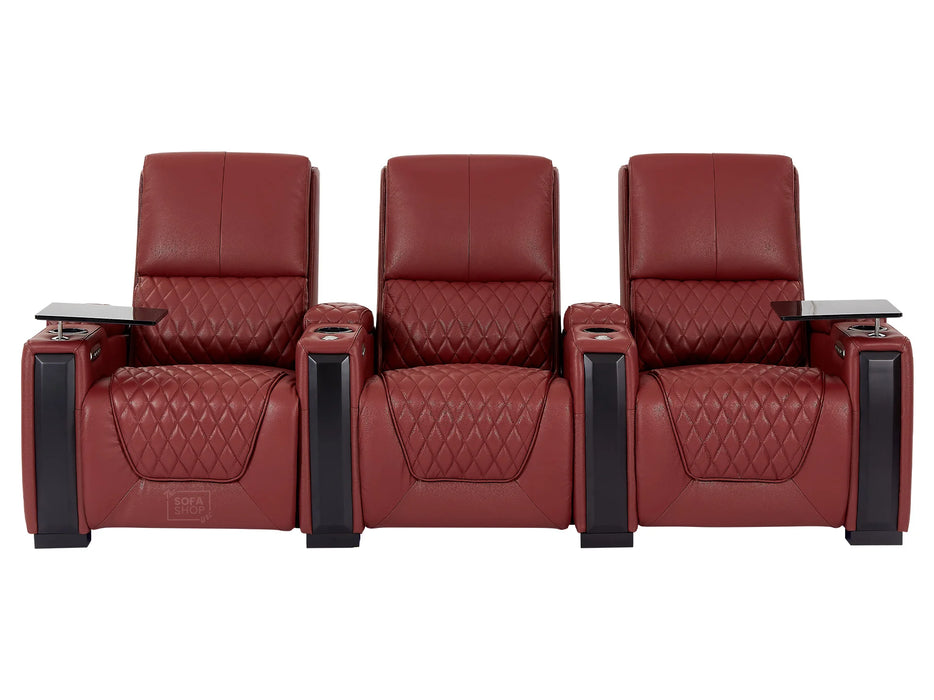 3+2+1 Electric Reclining Sofa Set | 3.Piece Real Leather Home Cinema Suite in Red with Storage, LED & Power Headrests | Assisi | The Sofa Shop