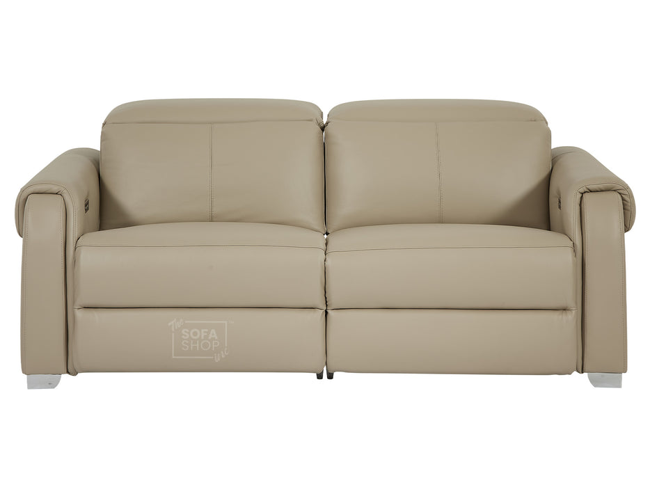 3+1 Power Recliner Sofa Package | 2-Piece Cinema Sofa Suite with Adjustable Headrests & USB | Beige Real Leather Sofa | Turin | The Sofa Shop