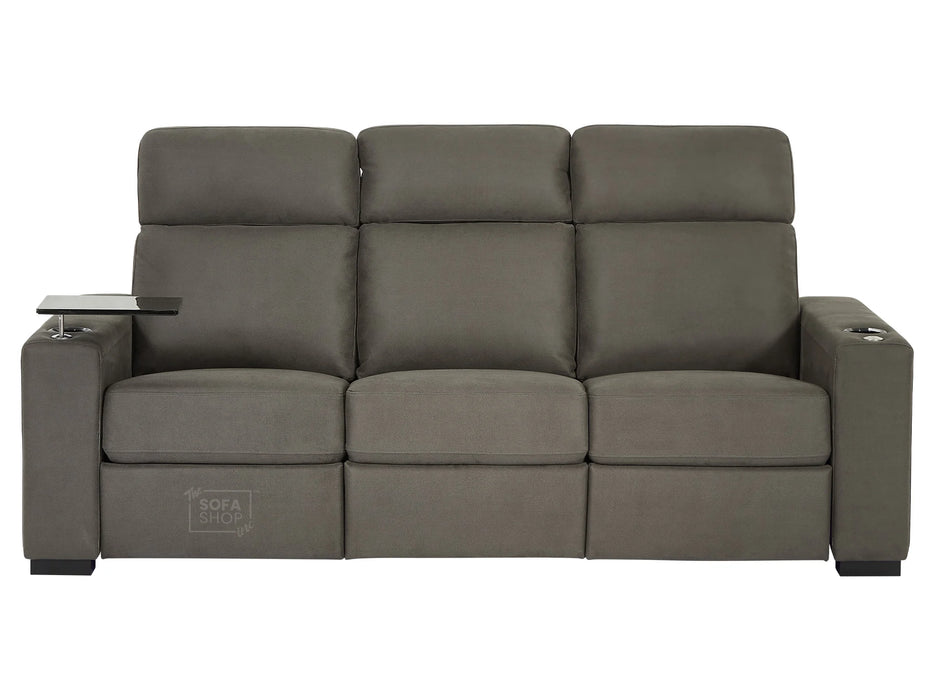 3+1 Electric Recliner Sofa Set. Two Piece Sofa Package in Grey Fabric + Table + USB + Wireless Charger + USB Ports + Cup Holders | Palmero | The Sofa Shop