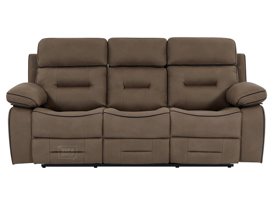 3+2+1 Seater Fabric Sofas in Brown with Drop-Down Table, Cup Holder, LED Reading Light, Power Headrest, Power Recliner, Bluetooth Speaker, Socket Set, Storage Drawer & Wireless Charger | Sicily | The Sofa Shop