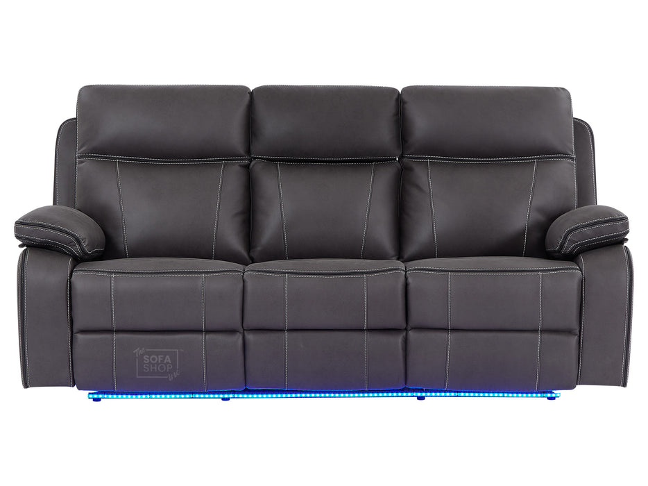 3 Seater Recliner Cinema Sofa In Grey Resilience Fabric With Power Headrests, Drop Down Table & USB Ports - Vinsonova