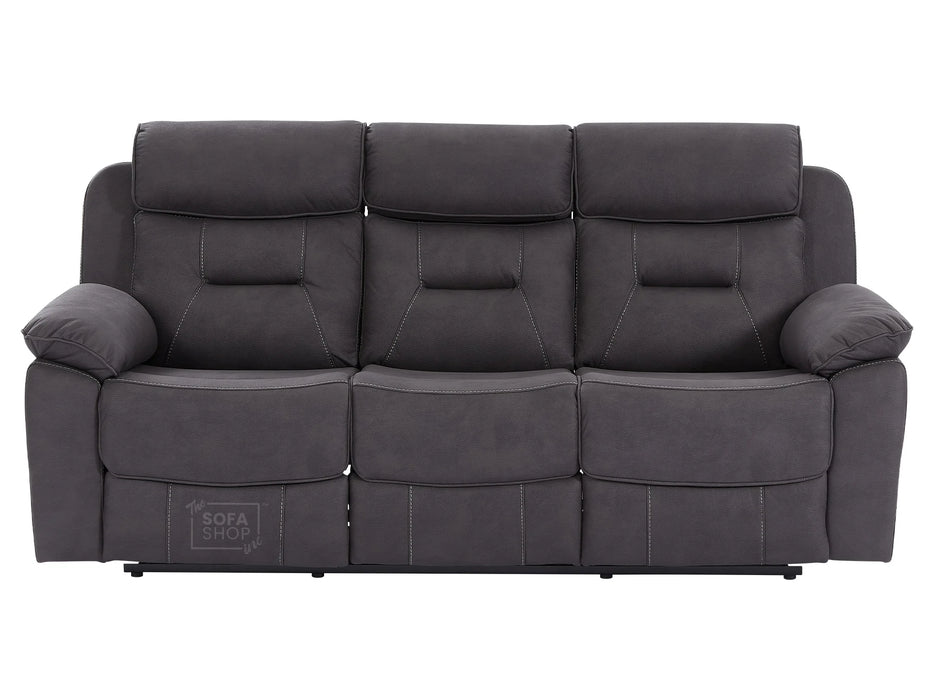 3 Seat Electric Recliner Home Cinema Theatre Sofa | Fabric Couch In Black + Cupholders + Table + Power Headrests + Speakers | Florence | The Sofa Shop