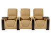 3+1 Electric Reclining Home Cinema Sofa Set | Tan Real Leather Couch Suite with USB Charging Ports, LED & Table | Assisi | The Sofa Shop