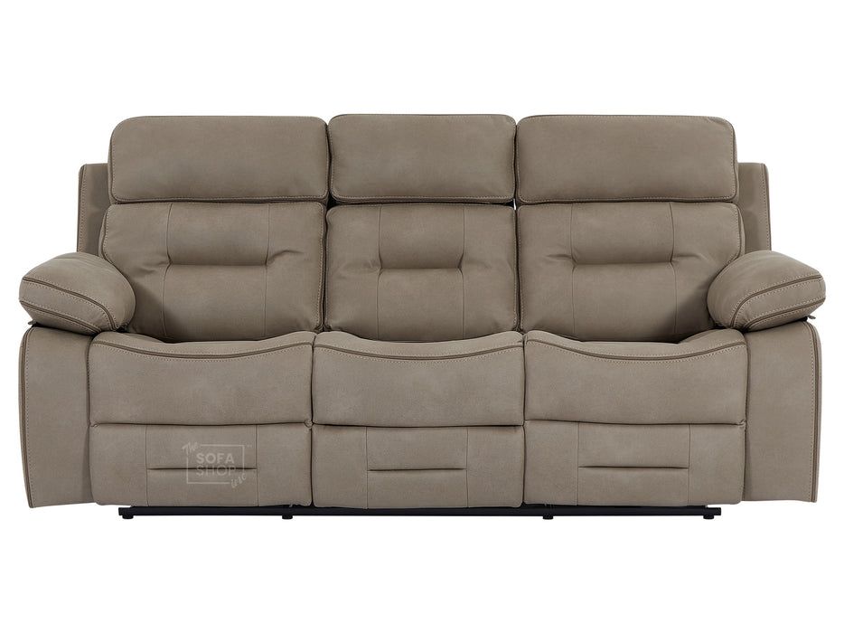 Reclining 3 Seater Sofa | Hi-Tech Home Cinema Couch In Beige Fabric with Bluetooth, LED, USB Ports & Power Reclining | Sicily | The Sofa Shop