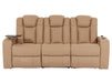 3+1 Smart Reclining Sofa Package | 2 Piece Power Home Theatre Couch in Camel Leather Aire with Massage, LED Cupholders & Table | Capri | The Sofa Shop